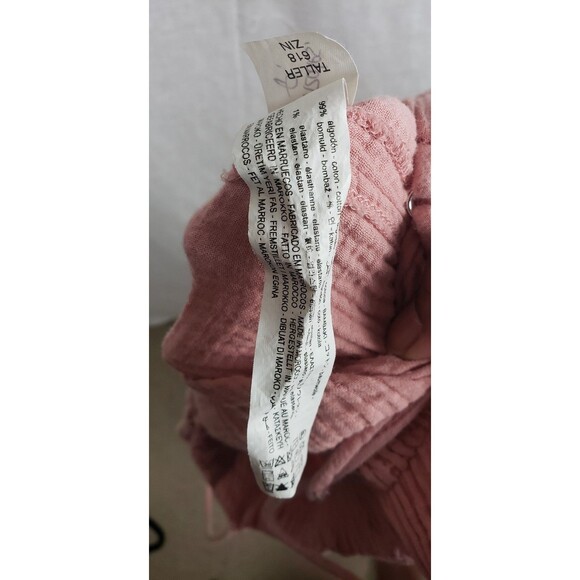 Zara Jumpsuit Womens Medium Pink Gauze Cotton Adjustable Strap Wide Leg Casual - Picture 5 of 11